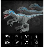 Stuff Certified® Dinozaur XL RC Velociraptor z pilotem - Sterowany robot zabawkowy Raptor niebiesko-szary
