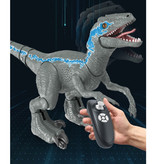 Stuff Certified® Dinozaur XL RC Velociraptor z pilotem - Sterowany robot zabawkowy Raptor niebiesko-szary