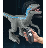 Stuff Certified® XL RC Velociraptor Dinosaur avec Télécommande - Robot Jouet Contrôlable Raptor Bleu-Gris