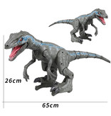 Stuff Certified® Dinozaur XL RC Velociraptor z pilotem - Sterowany robot zabawkowy Raptor niebiesko-szary