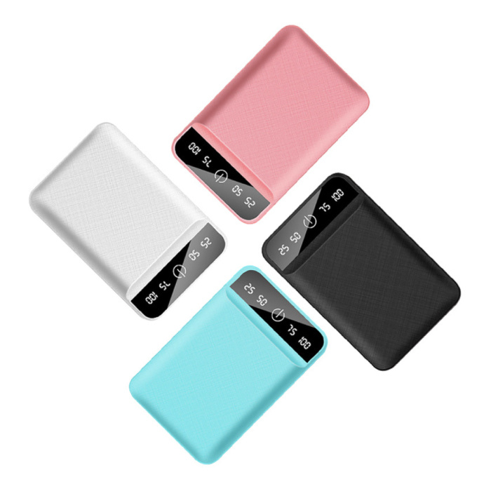 Tollcuudda Dual 2x USB Poort Mini Powerbank 50.000mAh - LED Display Externe Noodaccu Batterij Oplader Charger Wit