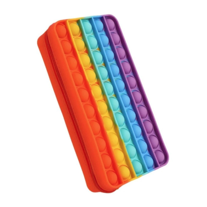 Pop It Pencil Case - Fidget Anti Stress Toy Wallet Bubble Toy Silicone Rainbow