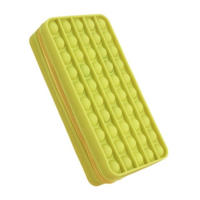 Estuche para lápices Pop It - Fidget Anti Stress Toy Wallet Bubble Toy Silicona Amarillo