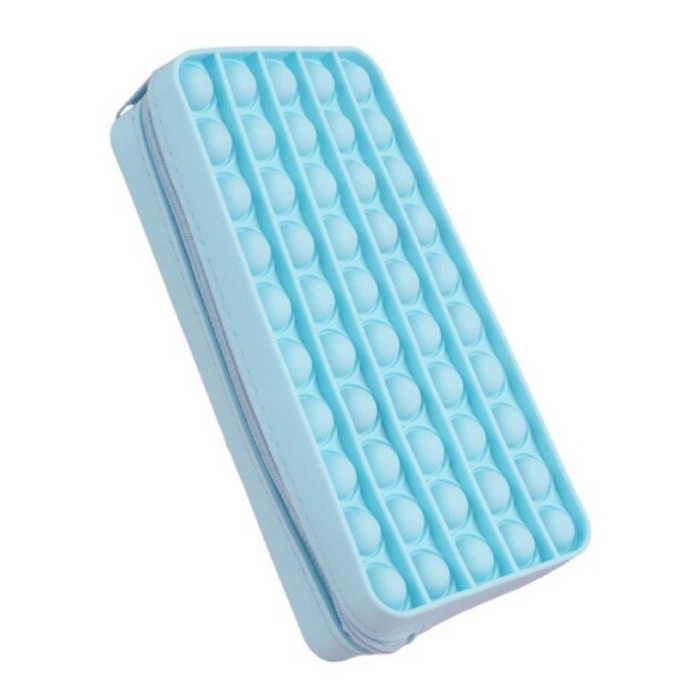 Trousse Pop It - Fidget Anti Stress Toy Wallet Bubble Toy Silicone Bleu