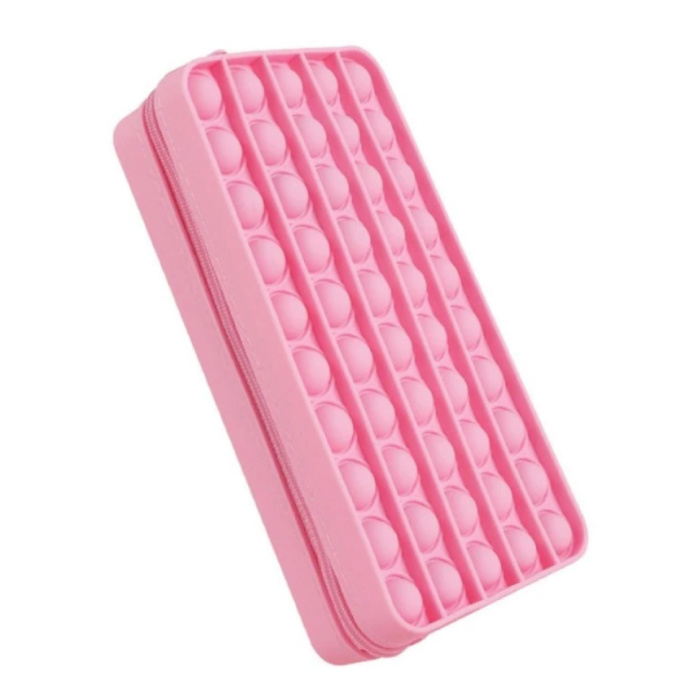 Pop It Pencil Case - Fidget Anti Stress Toy Wallet Bubble Toy Silicone Pink