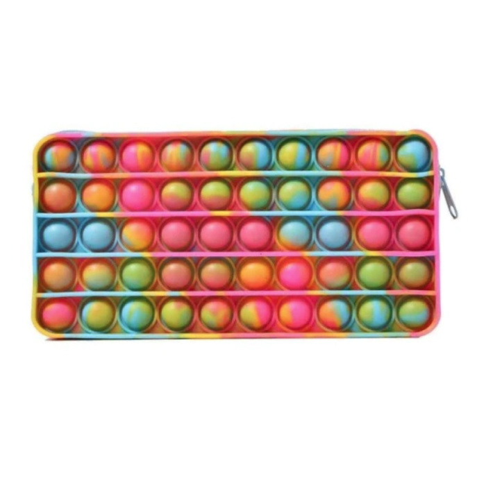 Estuche para lápices Pop It - Fidget Anti Stress Toy Wallet Bubble Toy Silicona Rainbow