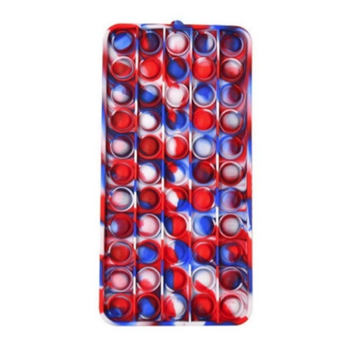 Trousse Pop It - Fidget Anti Stress Toy Wallet Bubble Toy Silicone Rouge-Bleu-Blanc