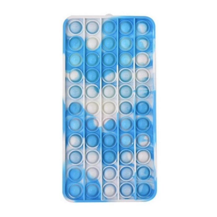 Estuche para lápices Pop It - Fidget Anti Stress Toy Wallet Bubble Toy Silicona Azul-Blanco