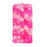 Stuff Certified® Astuccio Pop It - Portafoglio giocattolo antistress Fidget Bubble Toy in silicone rosa-bianco
