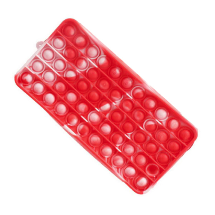 Astuccio Pop It - Portafoglio giocattolo antistress Fidget Bubble Toy in silicone rosso