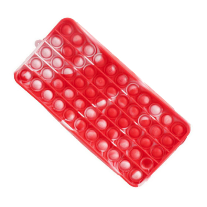 Estuche para lápices Pop It - Fidget Anti Stress Toy Wallet Bubble Toy Silicona Rojo