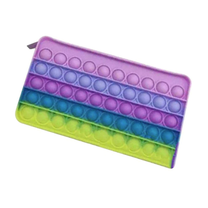 Stuff Certified® Pop It Pencil Case - Fidget Anti Stress Toy Wallet Bubble Toy Silicone Purple-Blue-Yellow