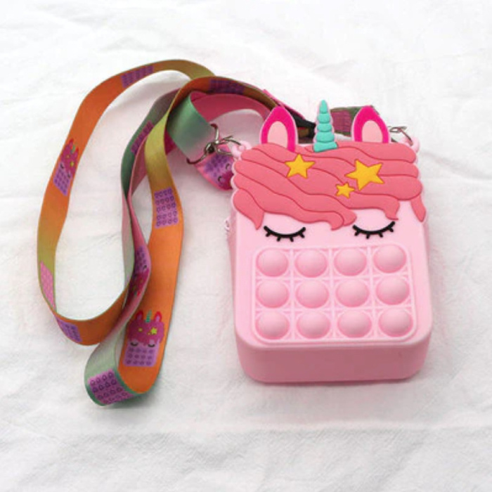 Portafoglio Pop It - Giocattolo antistress Fidget Bubble Toy in silicone rosa