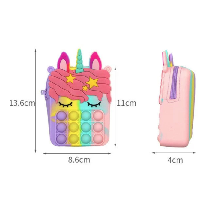 Stuff Certified® Pop It Portemonnee Aardbei - Fidget Anti Stress Speelgoed Bubble Toy Siliconen Rood