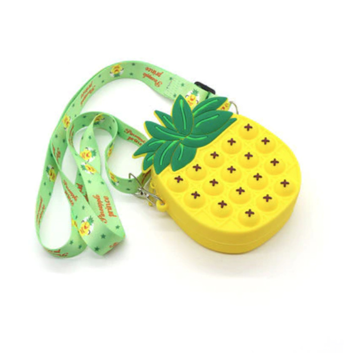 Portafoglio Pop It Ananas - Giocattolo Antistress Fidget Bubble Toy Silicone Giallo