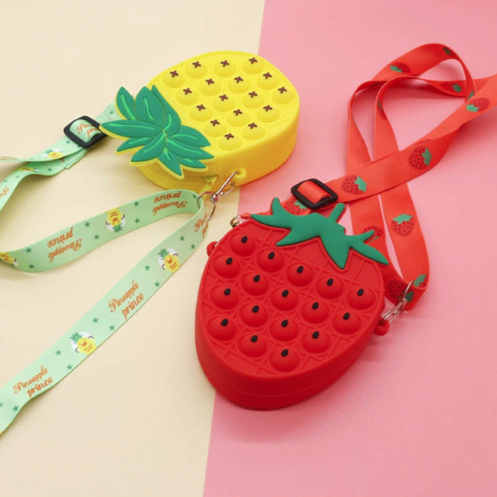 Stuff Certified® Pop It Wallet Ananas - Fidget Anti Stress Toy Bubble Toy Silicone Jaune