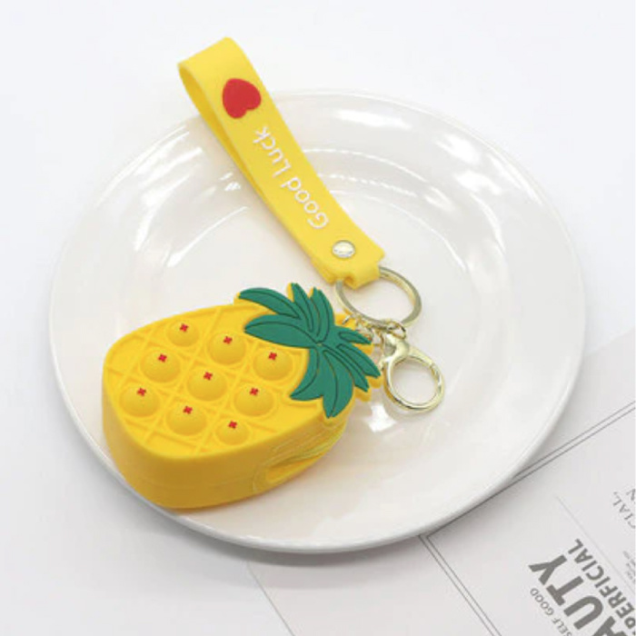 Pop It Portemonnee Ananas - Fidget Anti Stress Speelgoed Bubble Toy Siliconen Geel