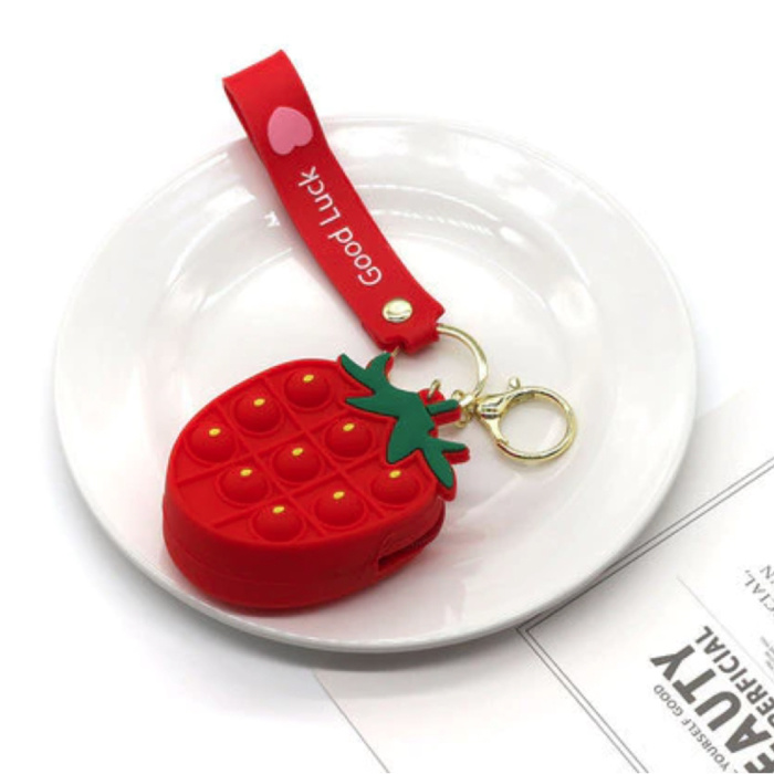 Pop It Wallet Strawberry - Fidget Anti Stress Toy Bubble Toy Silicone Rouge