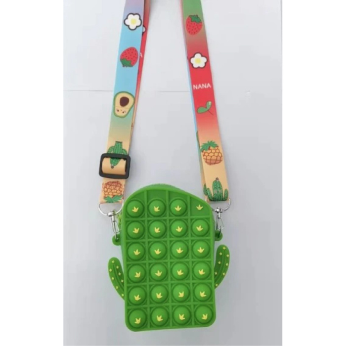 Pop It Portemonnee Cactus - Fidget Anti Stress Speelgoed Bubble Toy Siliconen Groen