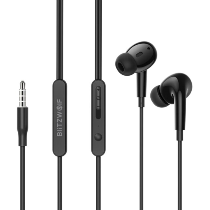 BW-ES7 Auriculares bajos con micrófono - Auriculares auxiliares de 3,5 mm Auriculares con cable Auriculares Negro