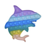 Stuff Certified® Pop It - Jouet anti-stress Fidget Bubble Toy Silicone Shark Rainbow