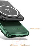Tollcuudda Mini banque d'alimentation Qi magnétique de 10 000 mAh pour téléphones mobiles - Batterie de secours sans fil à port PD Batterie Vert