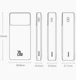 Baseus Power Bank 10.000mAh con 3 porte di ricarica - 20W PD Batteria di emergenza esterna Display a LED Caricabatteria Caricabatterie Nero