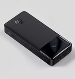 Baseus Power Bank 10,000mAh con 3 puertos de carga - 20W PD Batería de emergencia externa Pantalla LED Cargador de batería Cargador Negro