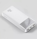 Baseus Power Bank 30.000mAh with 3 Charging Ports - 20W PD External Emergency Battery LED Display Battery Charger Charger White