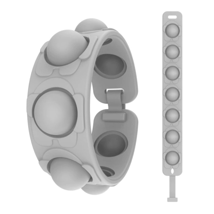 Braccialetto Pop It - Giocattolo antistress Fidget Bubble Toy in silicone grigio