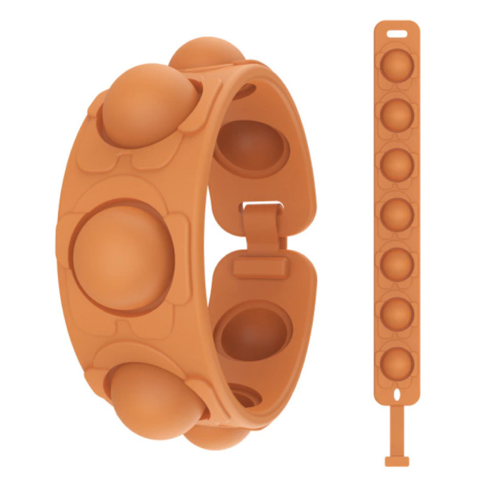 Stuff Certified® Braccialetto Pop It - Giocattolo antistress Fidget Bubble Toy in silicone arancione