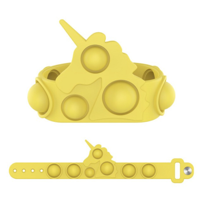 Braccialetto Pop It Unicorno - Giocattolo antistress Fidget Bubble Toy Silicone Giallo