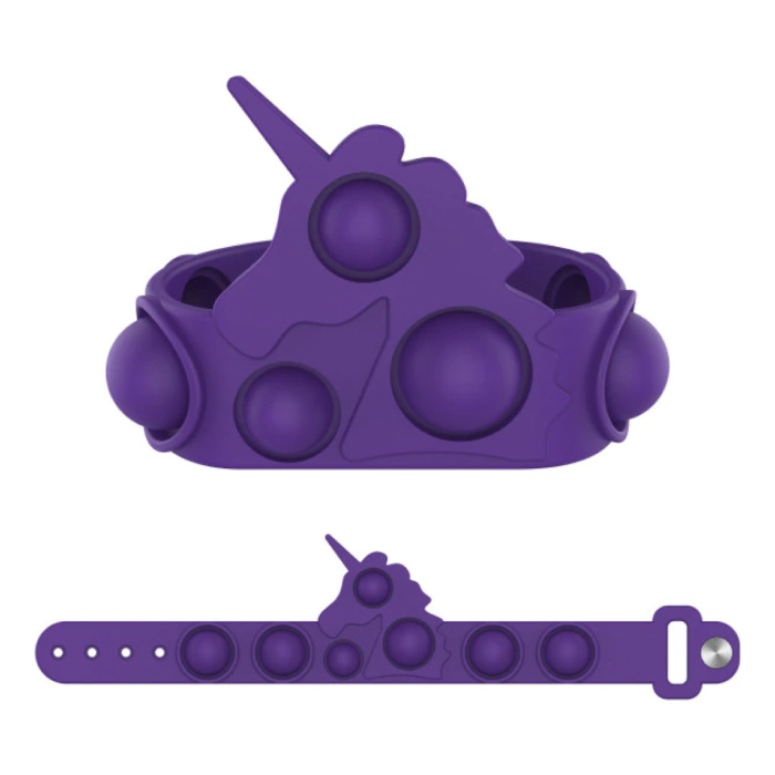 Pop It Armband Eenhoorn - Fidget Anti Stress Speelgoed Bubble Toy Siliconen Paars