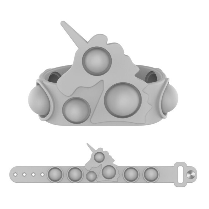 Stuff Certified® Braccialetto Pop It Unicorno - Giocattolo antistress Fidget Bubble Toy in silicone grigio