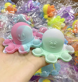Stuff Certified® Pop It Octopus - Double Color - Zappeln Anti Stress Spielzeug Bubble Toy Silikon Blau-Weiß-Rosa