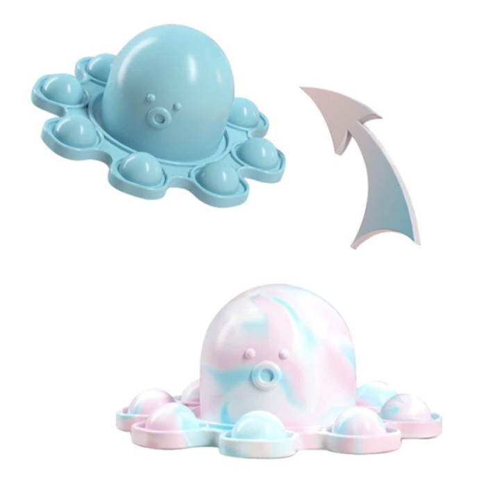 Pop It Octopus - Doppio Colore - Fidget Giocattolo Anti Stress Bubble Toy Silicone Blu-Bianco-Rosa