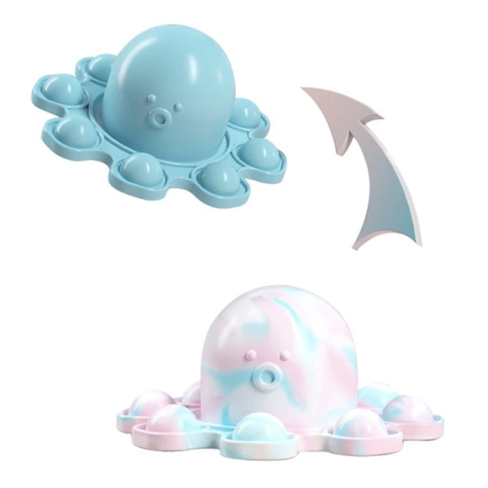 Pop It Octopus - Double Color - Fidget Anti Stress Toy Bubble Toy Silicone Bleu-Blanc-Rose