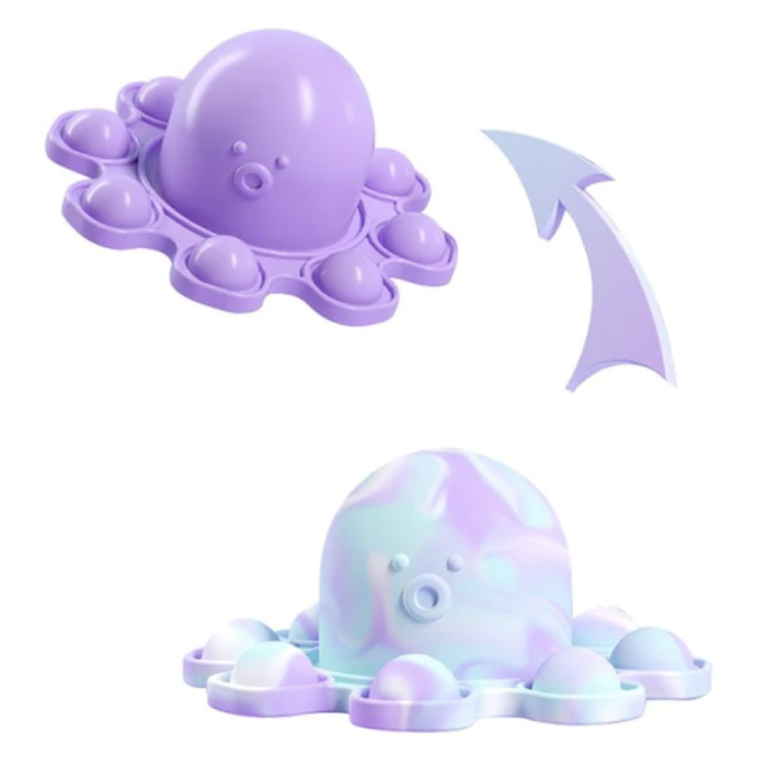 Pop It Octopus - Dubbele Kleur - Fidget Anti Stress Speelgoed Bubble Toy Siliconen Paars-Blauw