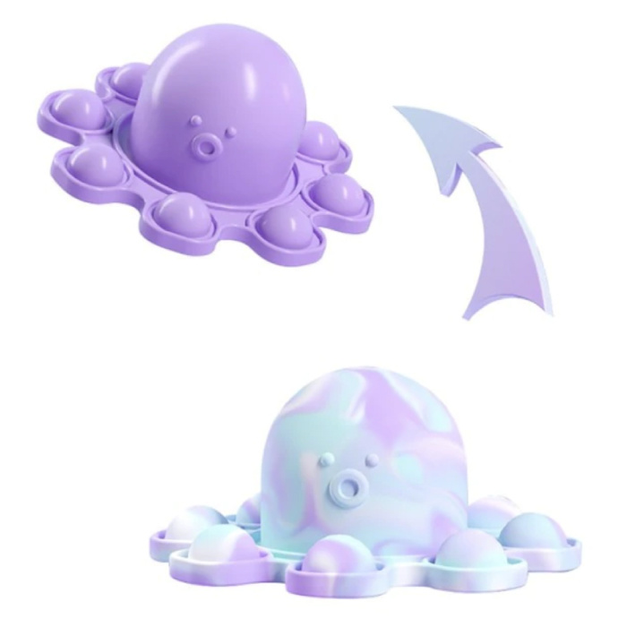 Stuff Certified® Pop It Octopus - Dwukolorowa - Fidget Antystresowa Zabawka Bańka Silikonowa Fioletowo-Niebieska
