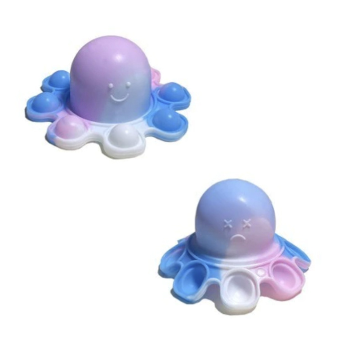 Pop It Octopus - Double Face - Fidget Anti Stress Toy Bubble Toy Silicone Purple-White-Blue