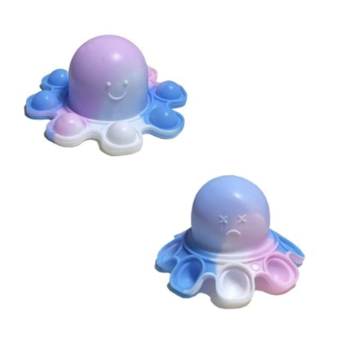 Pop It Octopus - Double Face - Fidget Antystresowa Zabawka Bańka Silikonowa Fioletowo-Biało-Niebieska