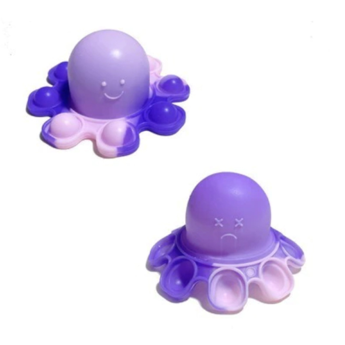 Pop It Octopus - Double Face - Fidget Giocattolo Anti Stress Bubble Toy Silicone Viola-Bianco-Blu