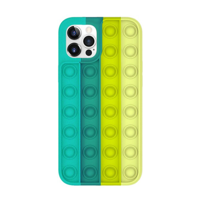 iPhone 13 Pop It Case - Silicone Bubble Toy Case Anti Stress Cover Green