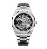 Forsining Mechanische Edelstahl-Luxusuhr für Herren - Business Fashion Armbanduhr Silber Schwarz