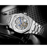 Forsining Mechaniczny luksusowy zegarek ze stali nierdzewnej dla mężczyzn — biznesowy zegarek na rękę w kolorze złotym czarnym