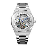 Forsining Montre de luxe mécanique en acier inoxydable pour hommes - Montre-bracelet de mode d'affaires argent blanc