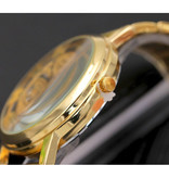 SOXY Mechanical Hollow Design Watch Unisex - Business Fashion Stainless Steel Luxury Wrist Watch Gold