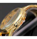 SOXY Orologio meccanico dal design cavo unisex - Orologio da polso di lusso in acciaio inossidabile alla moda business oro