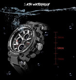 SMAEL Military Sports Watch with Digital Dials for Men - Multifunction Wrist Watch Shock Resistant 5 Bar Waterproof Gold