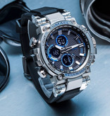 SMAEL Reloj deportivo militar con diales digitales para hombre - Reloj de pulsera multifunción resistente a los golpes 5 barras resistente al agua dorado